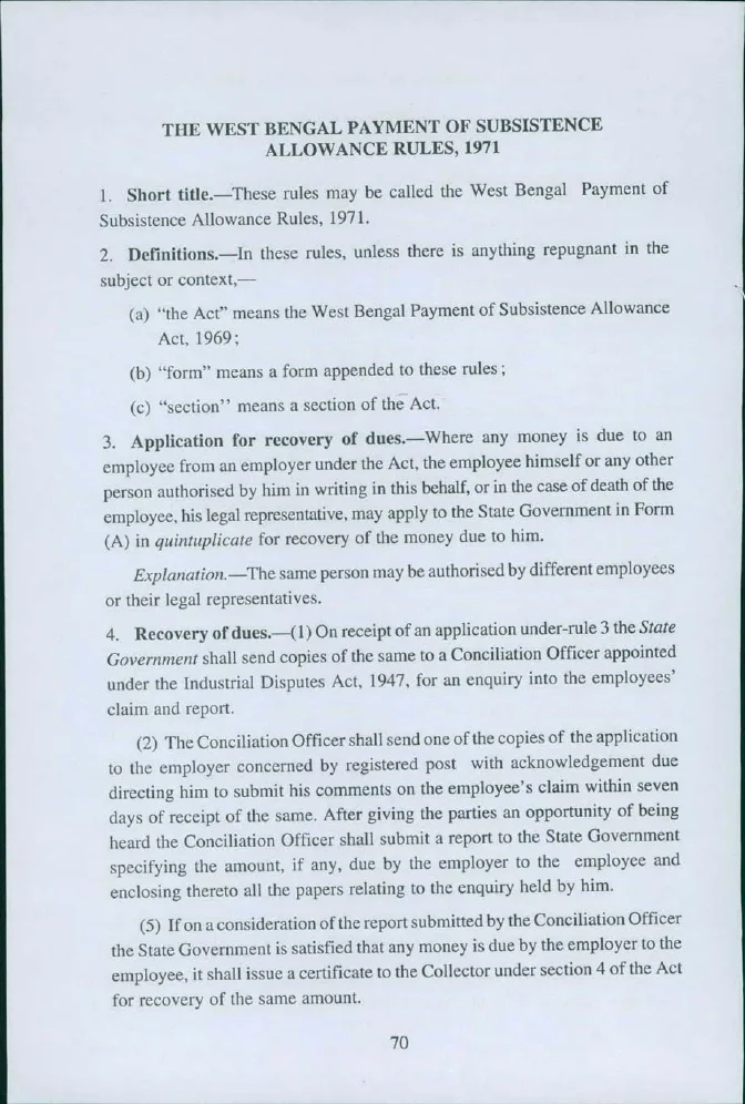 West Bengal Payment of Subsistence Allowance Rules, 1971 – PDF