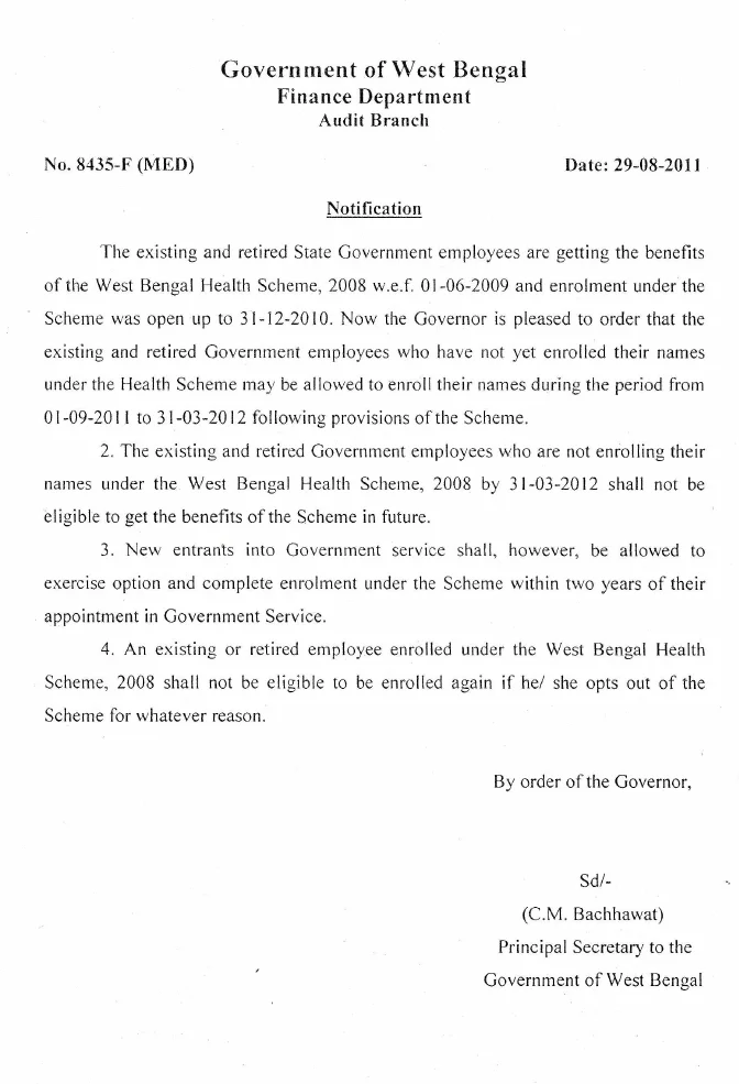 Enrollment under Health Scheme Extended – PDF