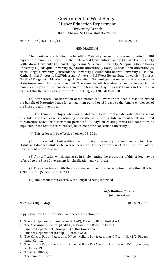 Ceiling of Maternity Leave Enhanced to a Maximum of 6 Months – PDF