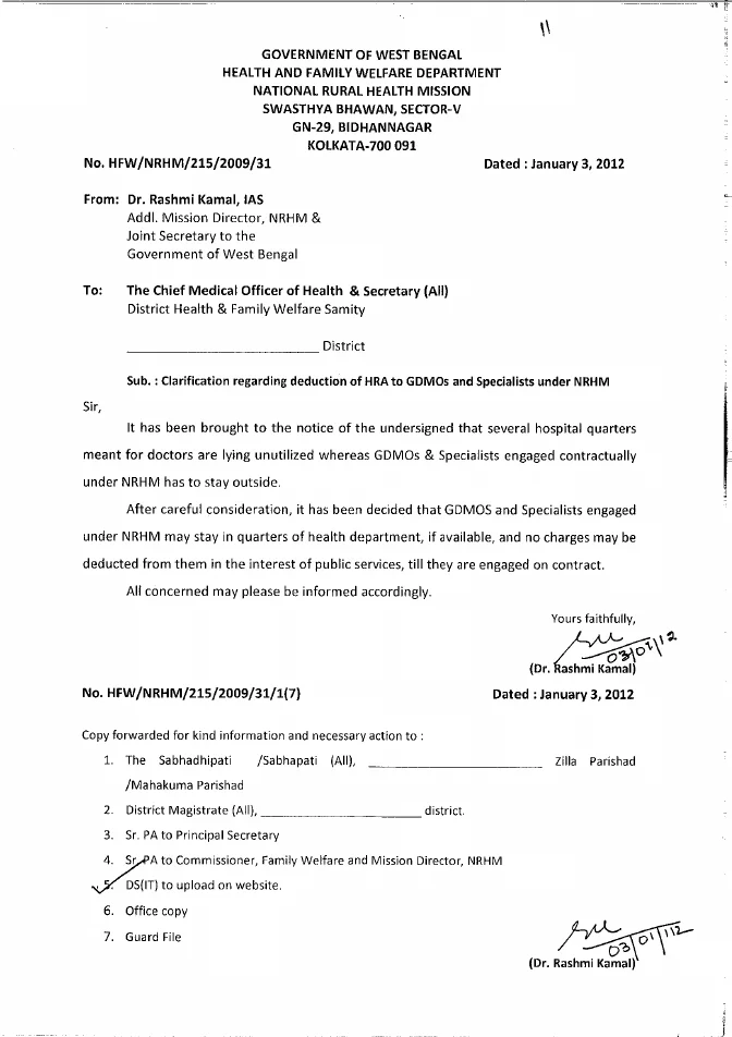 Clarification regarding HRA to GDMOs under NRHM – PDF