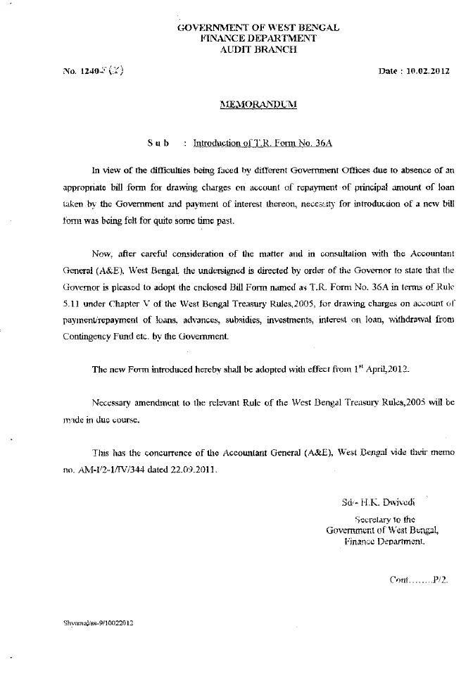 Introduction of T.R. Form No. 36A – PDF