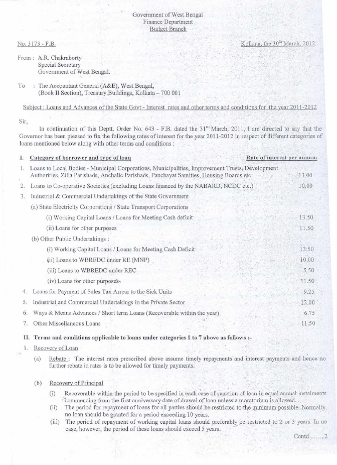 Loans and Advances of State Government for 2011-2012 – PDF