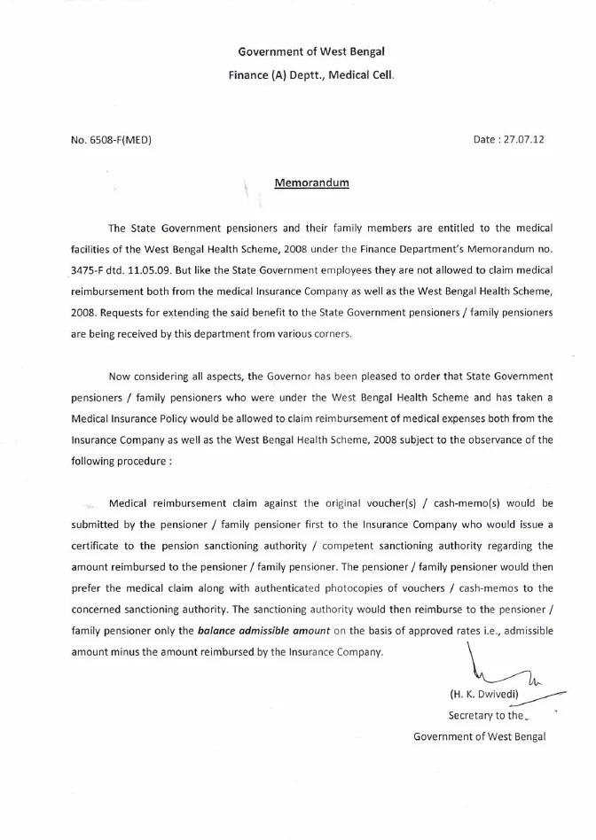 Reimbursement of Medical Expense from Insurance Policy – PDF