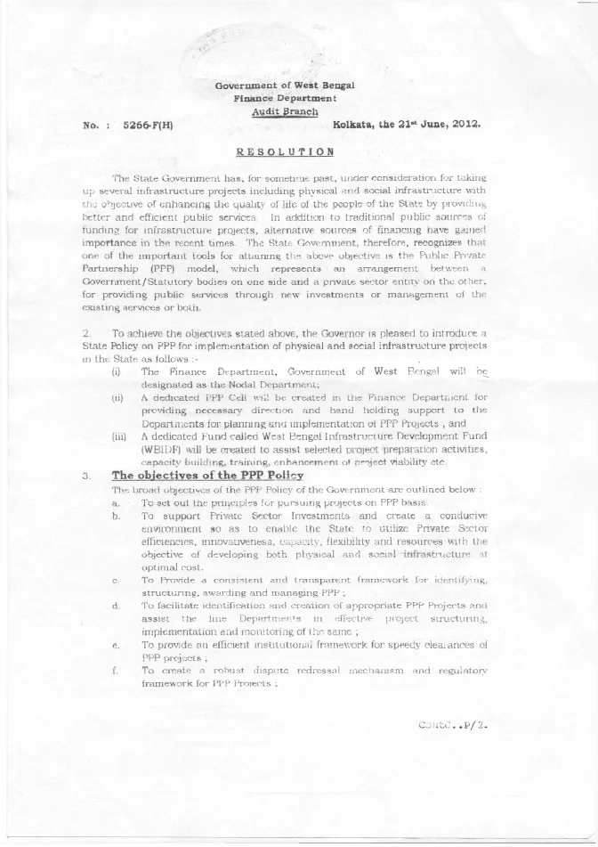 State Policy on Public Private Partnership (PPP) – PDF