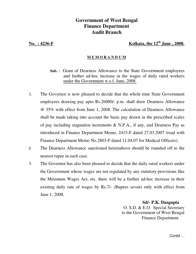 West Bengal Service Matters – Financial Benefits – PDF