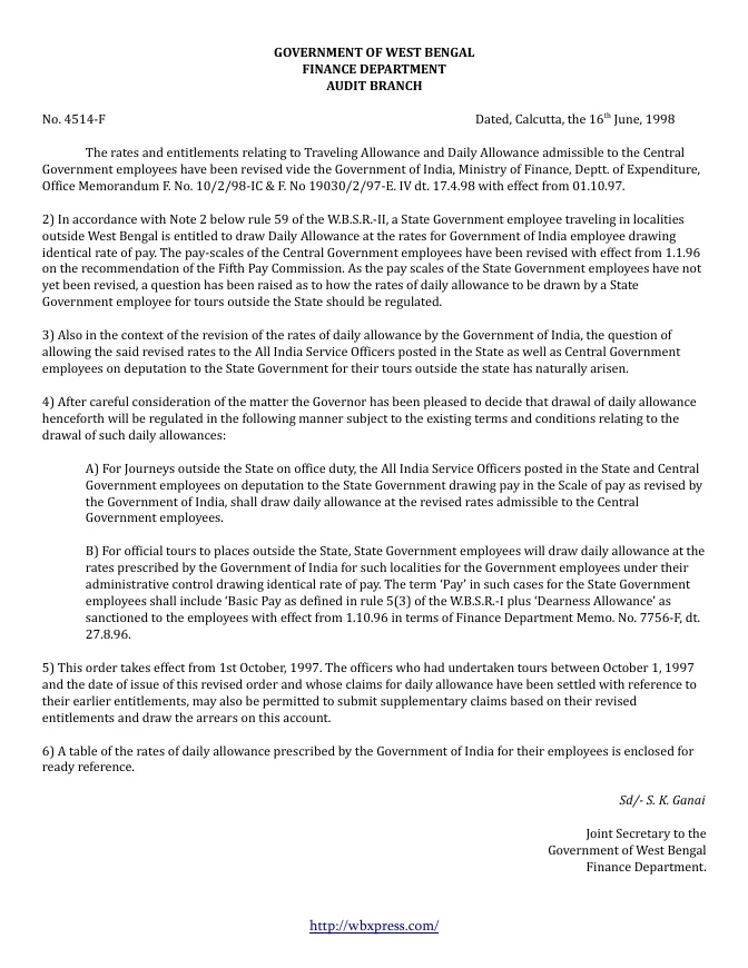 West Bengal Service Matters – Financial Benefits – PDF