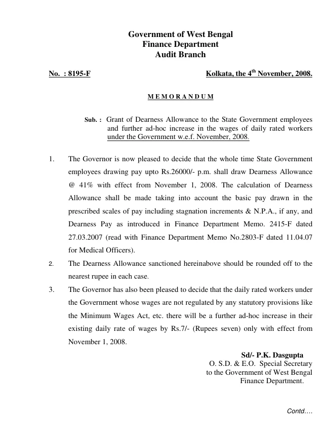 West Bengal Service Matters – Financial Benefits – PDF