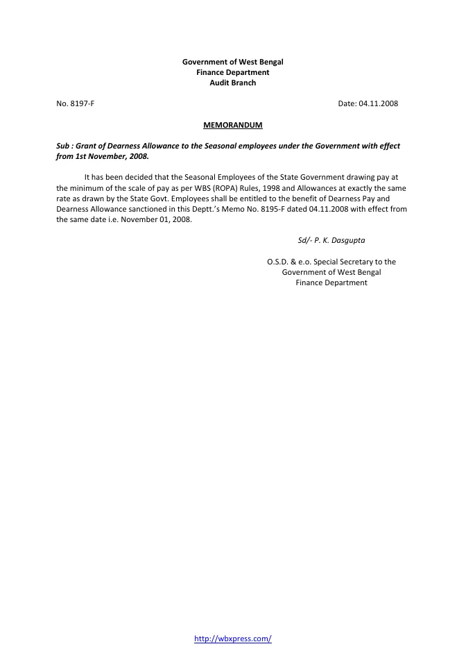 West Bengal Service Matters – Financial Benefits – PDF