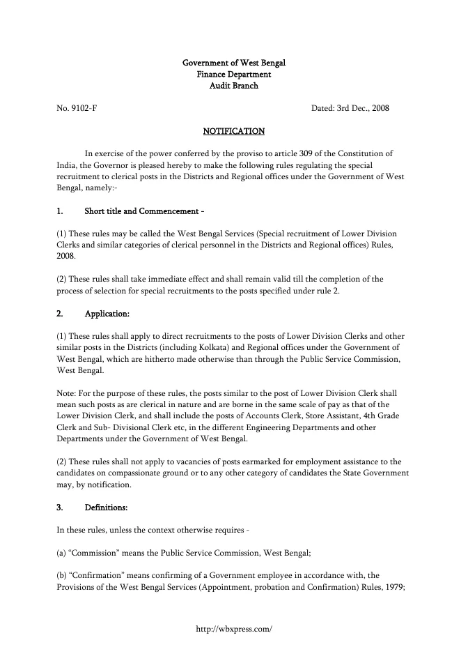 West Bengal Service Matters – Rules Linked – PDF