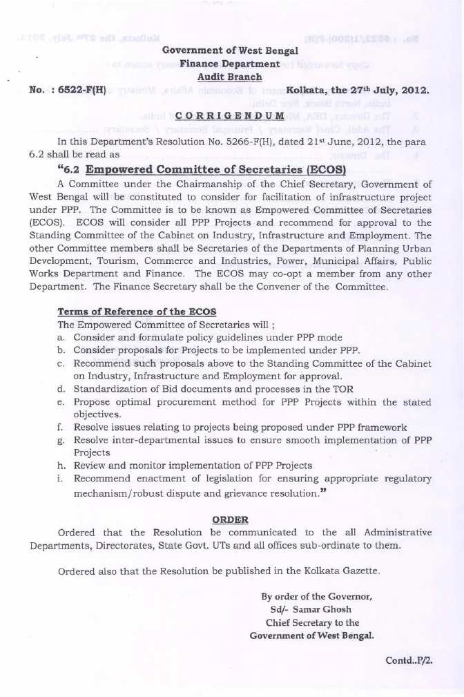 Empowered Committee of Secretaries in PPP Cell – PDF