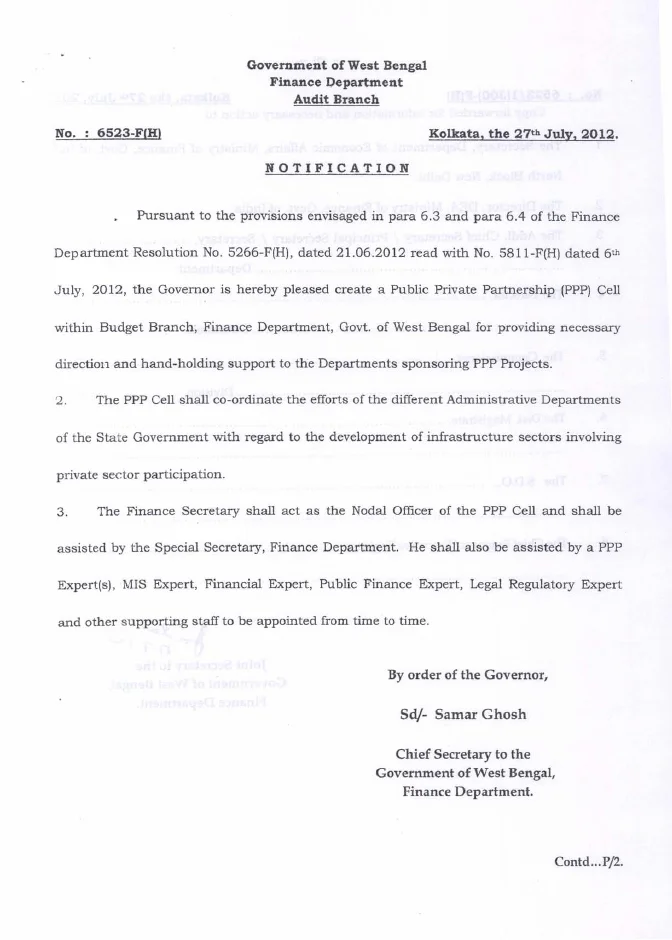 Creation of PPP Cell in Finance Department – PDF