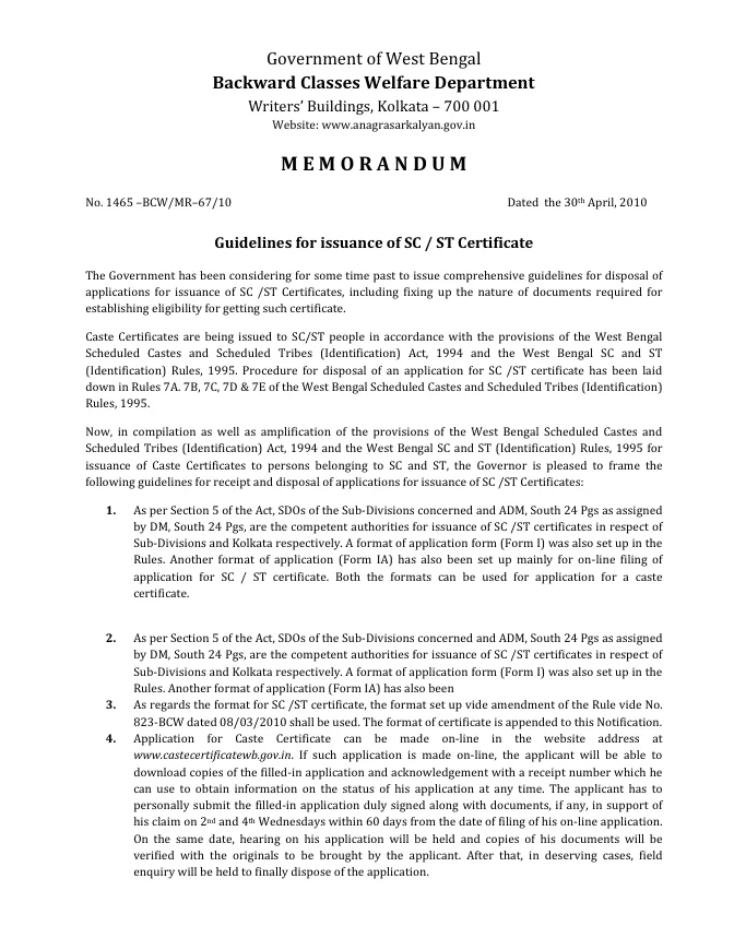 Monitoring Issuance of Caste Certificates – PDF