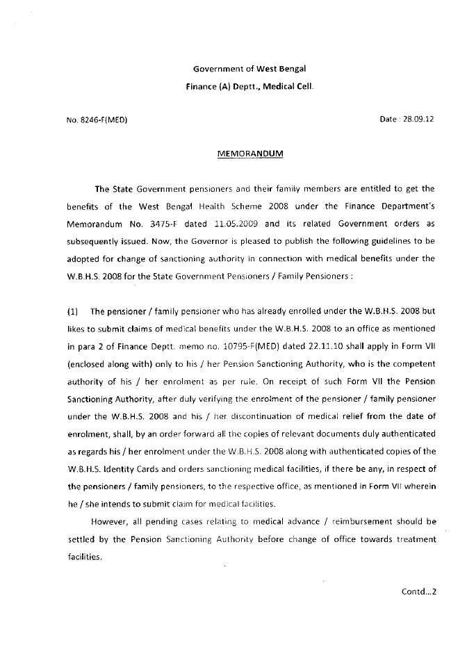 Medical Benefits for Pensioner/ Family Pensioner – PDF