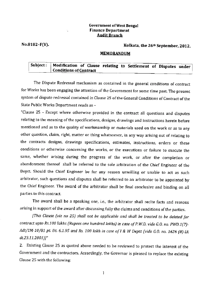 Settlement of Disputes under Conditions of Contract of PWD – PDF