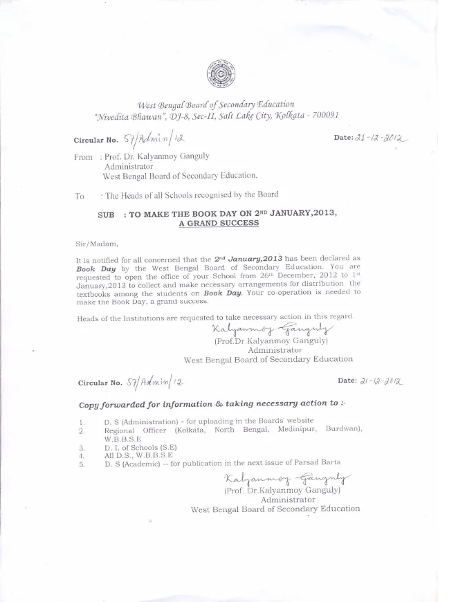 Observation of Book Day on 2nd January, 2013 in Schools – PDF