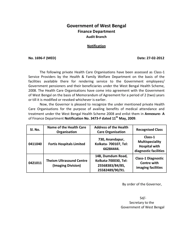 West Bengal Health Scheme, 2008 – PDF