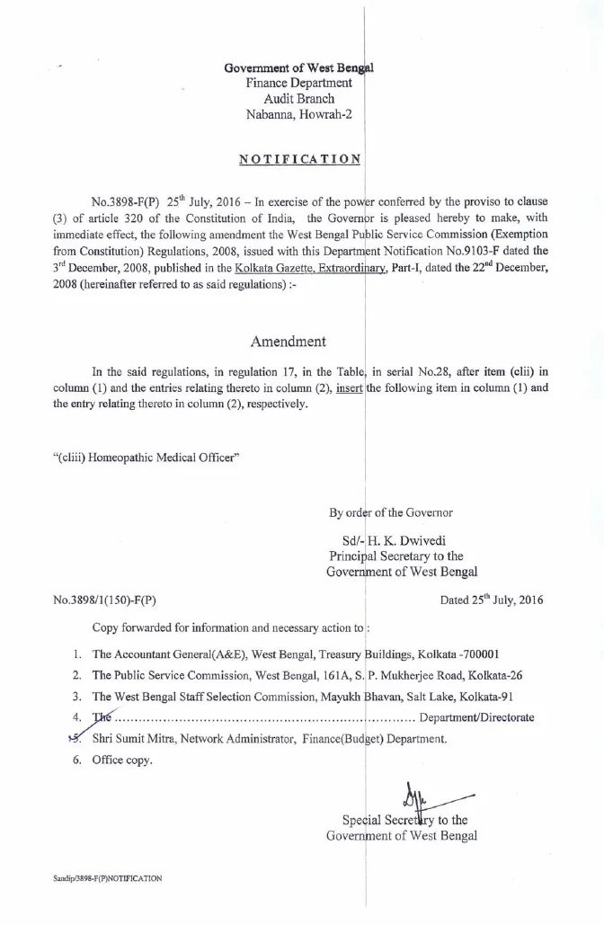 West Bengal Public Service Commission (Exemption from Consultation) Regulations, 2008 – PDF