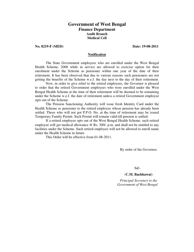 West Bengal Health Scheme, 2008 – PDF