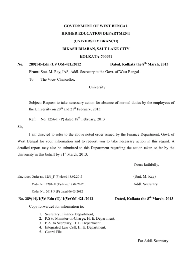 Letter to University regarding Absence on 20.02.13 and 21.02.13 – PDF