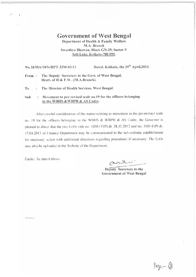 Scale Movement of the Officers of WBHS & WBPH & AS Cadre – PDF