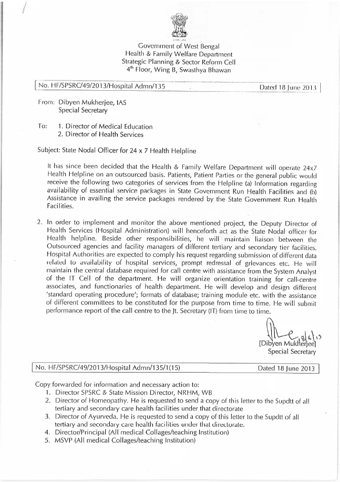 State Nodal Officer for 24×7 Health Helpline – PDF