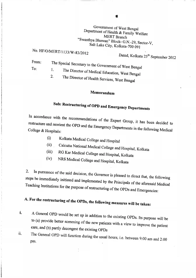 Restructuring of OPD and Emergency Departments – PDF