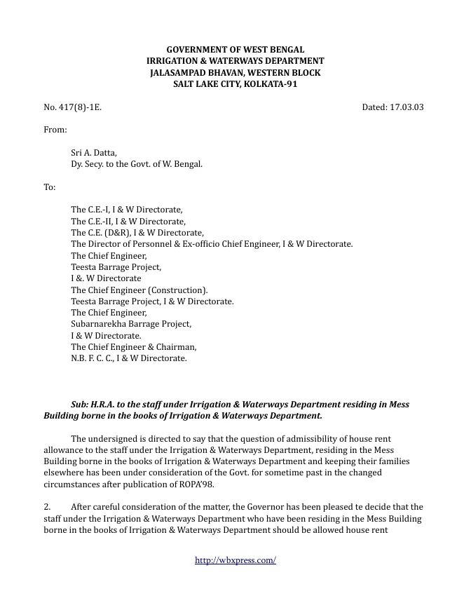 House Rent Allowance – PDF