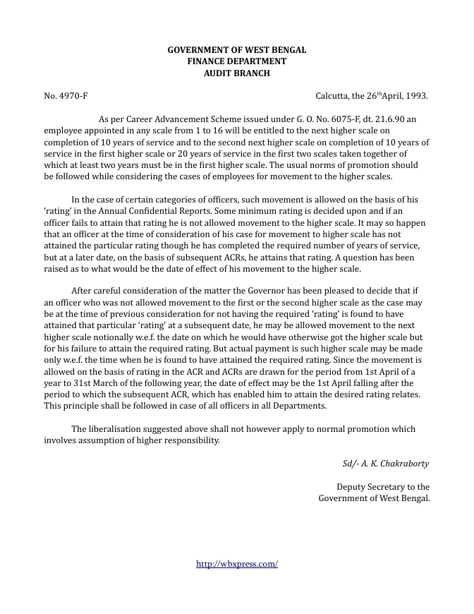 Career Advancement Scheme – PDF