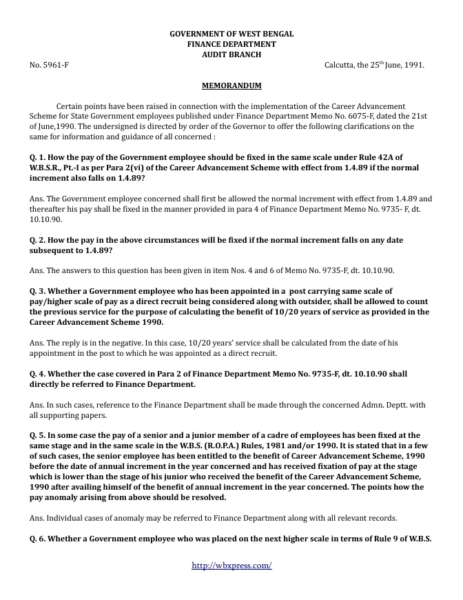 Career Advancement Scheme – PDF