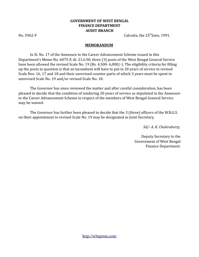 Career Advancement Scheme – PDF