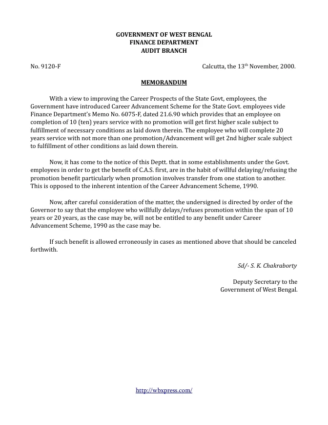 Career Advancement Scheme – PDF