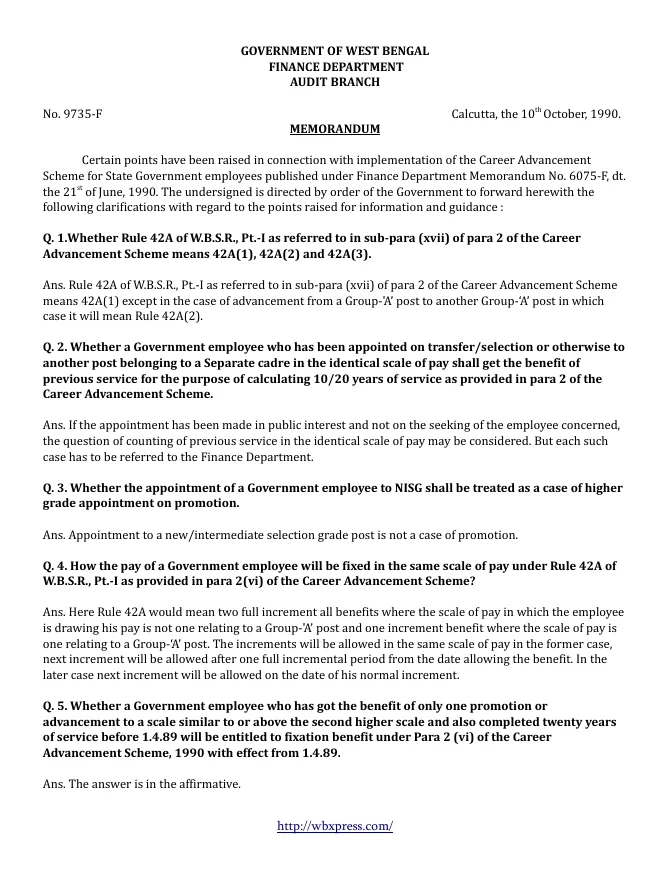 Career Advancement Scheme – PDF