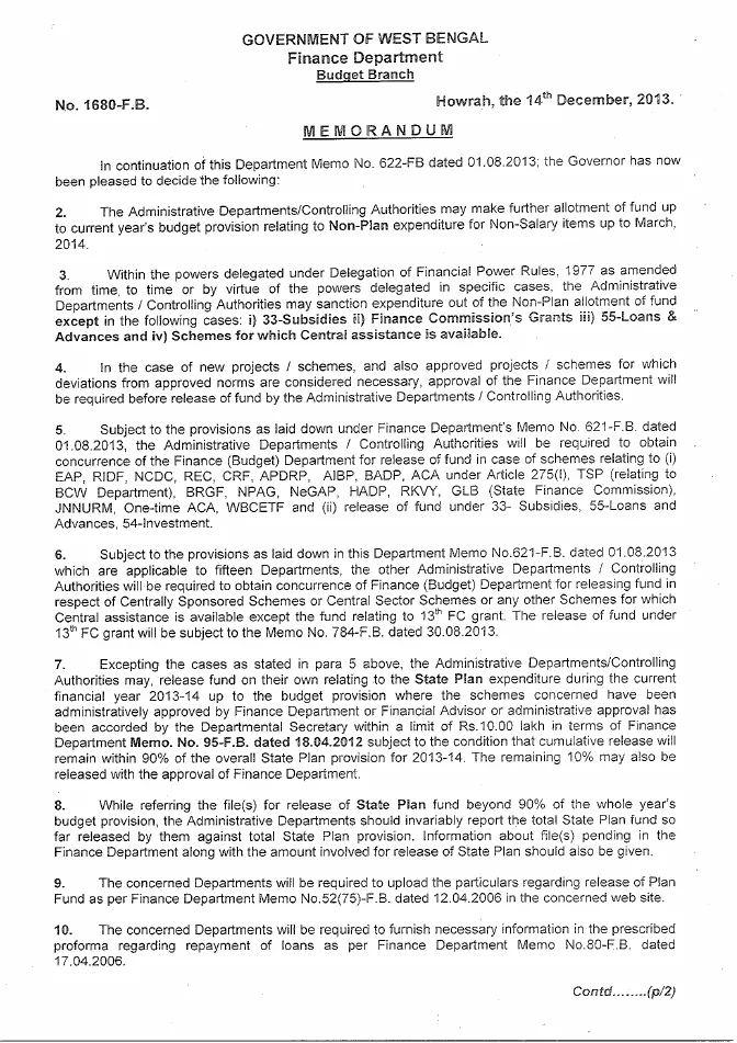 Allotment of Fund for Non-Plan Expenditure upto March, 2014 – PDF