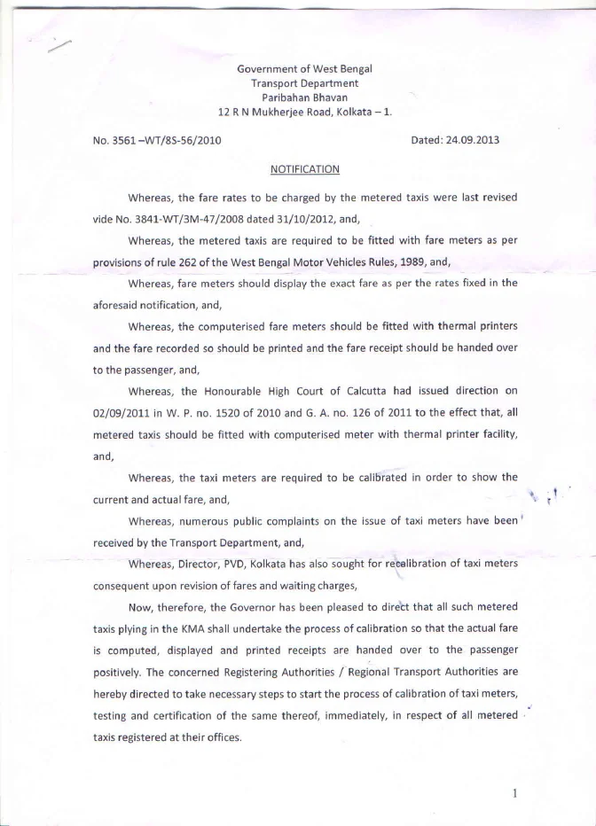 Taxi: Actual Fare Meter with Thermal Printer Facility – PDF