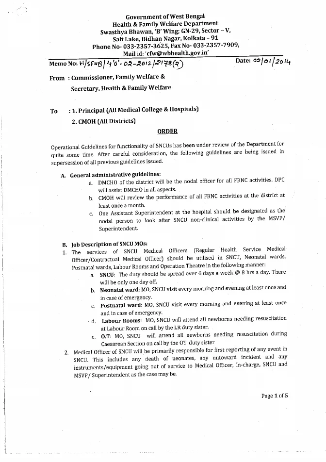 Operational Guidelines – Special Newborn Care Unit (SNCU) – PDF