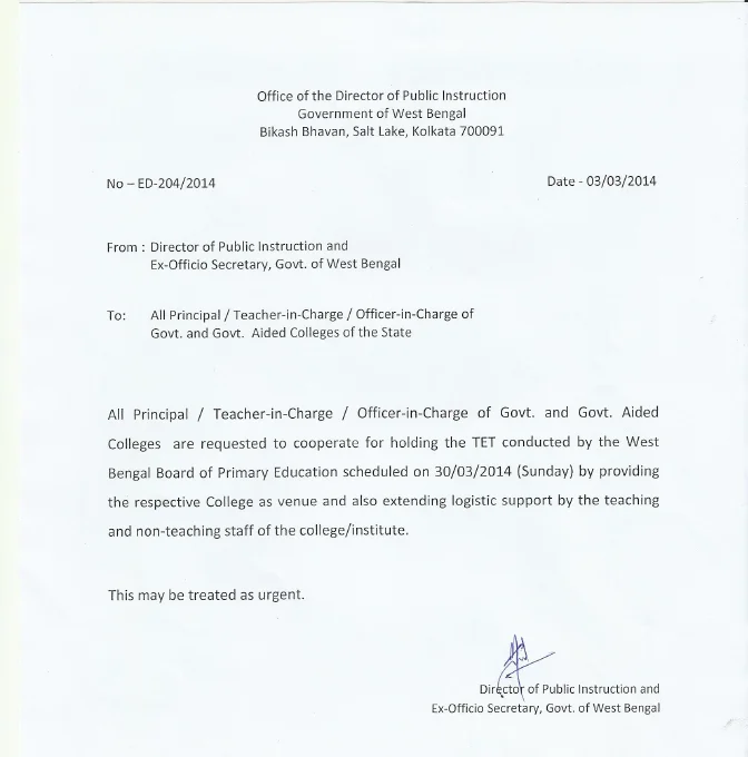 Holding of TET conducted by WBBPE on 30.03.2014 – PDF