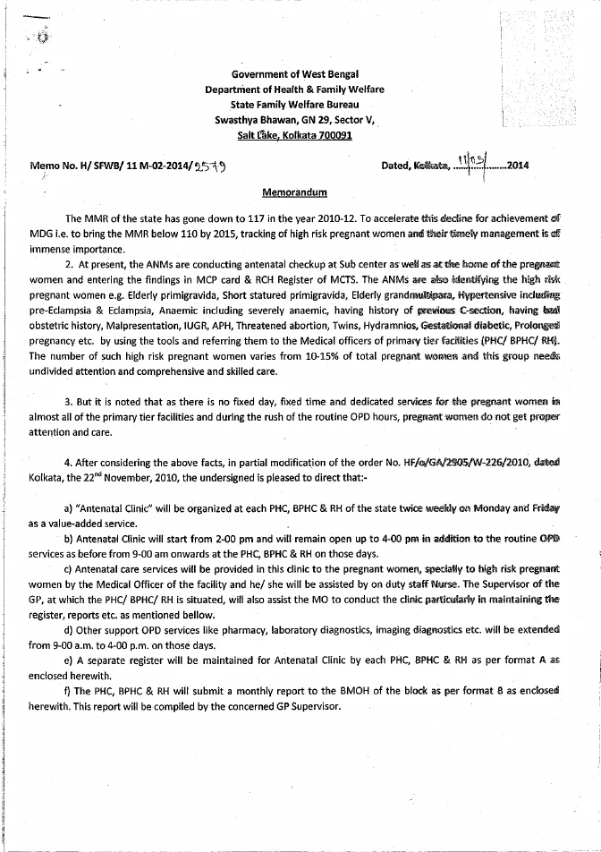 Information regarding Antenatal Clinic – PDF