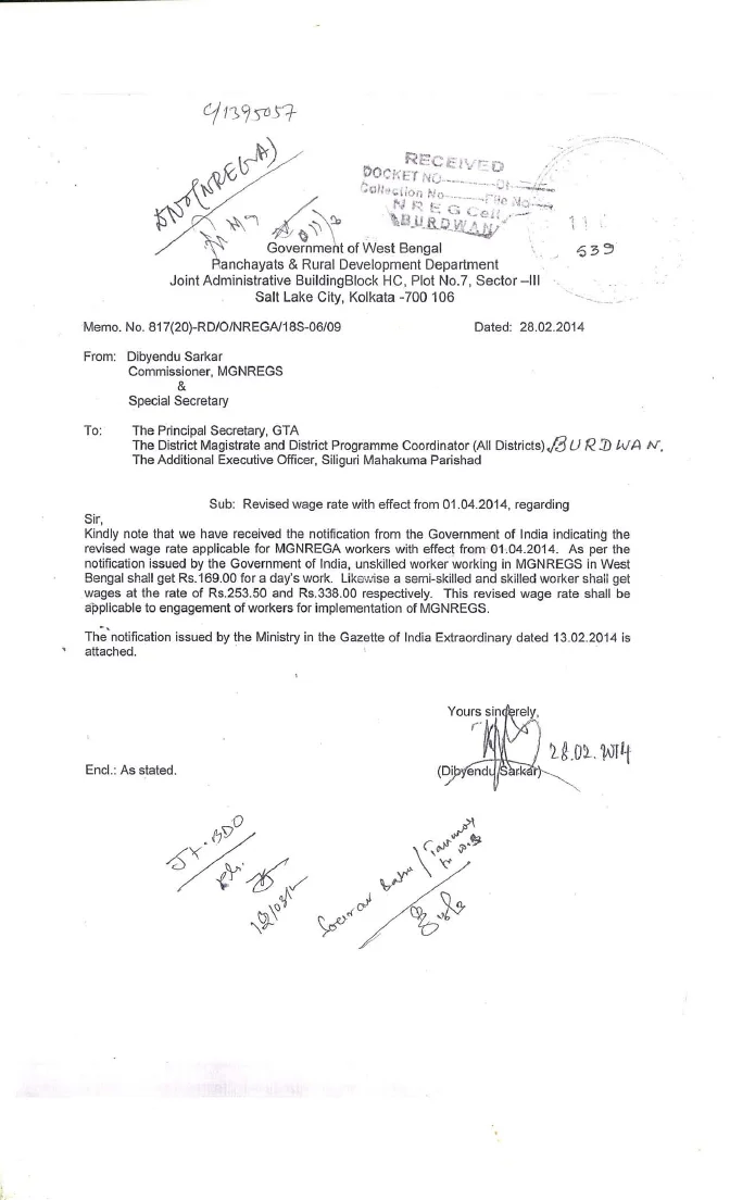 Revised Wage Rate for MGNREGA Workers w.e.f. 01.04.2014 – PDF