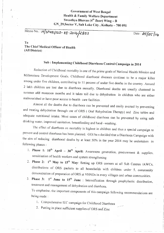 Childhood Diarrhoea Control Campaign, 2014 – PDF