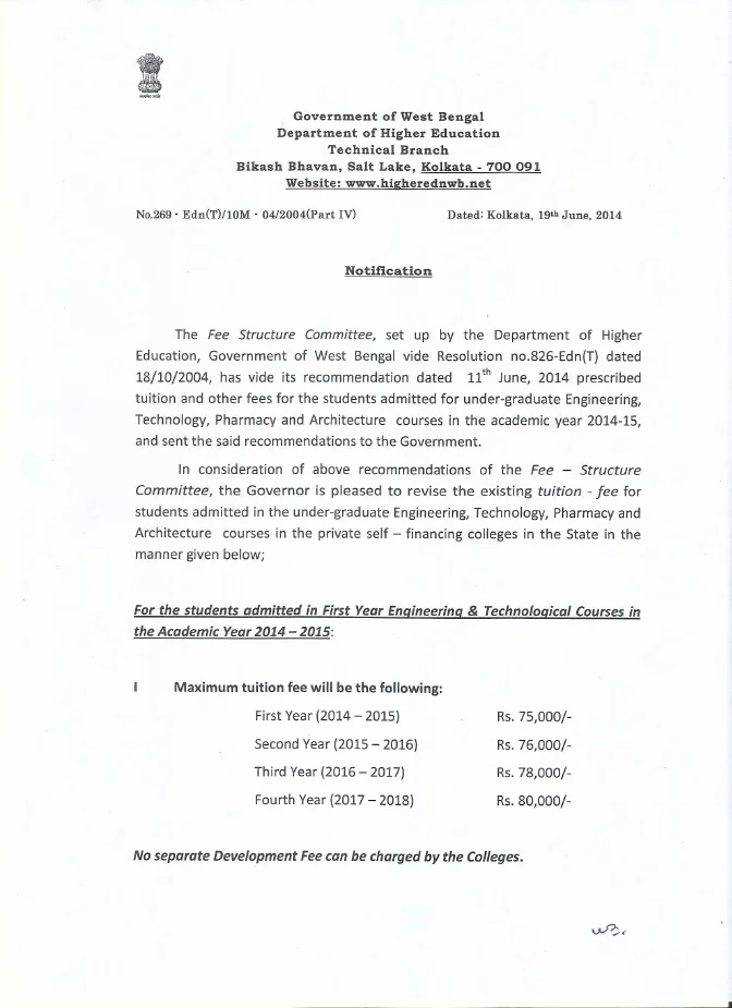 Fee Structure of Engineering & Technology Colleges, 2014-15 – PDF