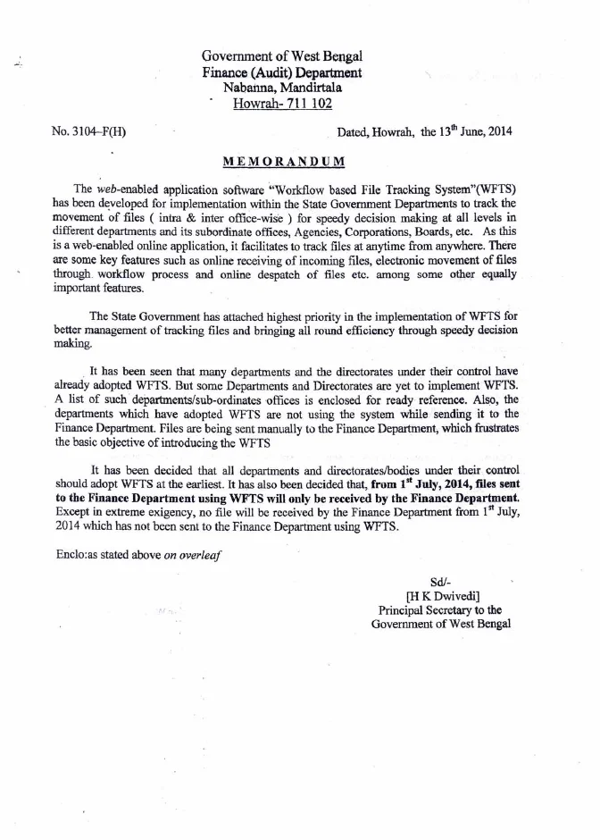 Files to be Sent to Finance Deptt. through WFTS – PDF