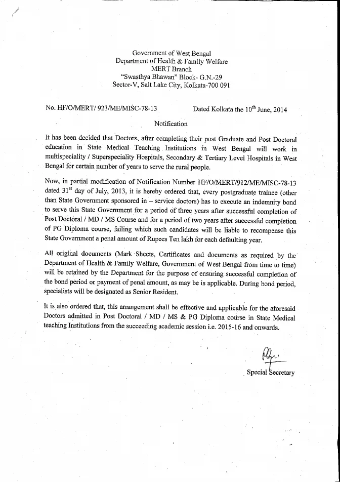 Indemnity Bond by Post Graduate Trainee Doctor – PDF