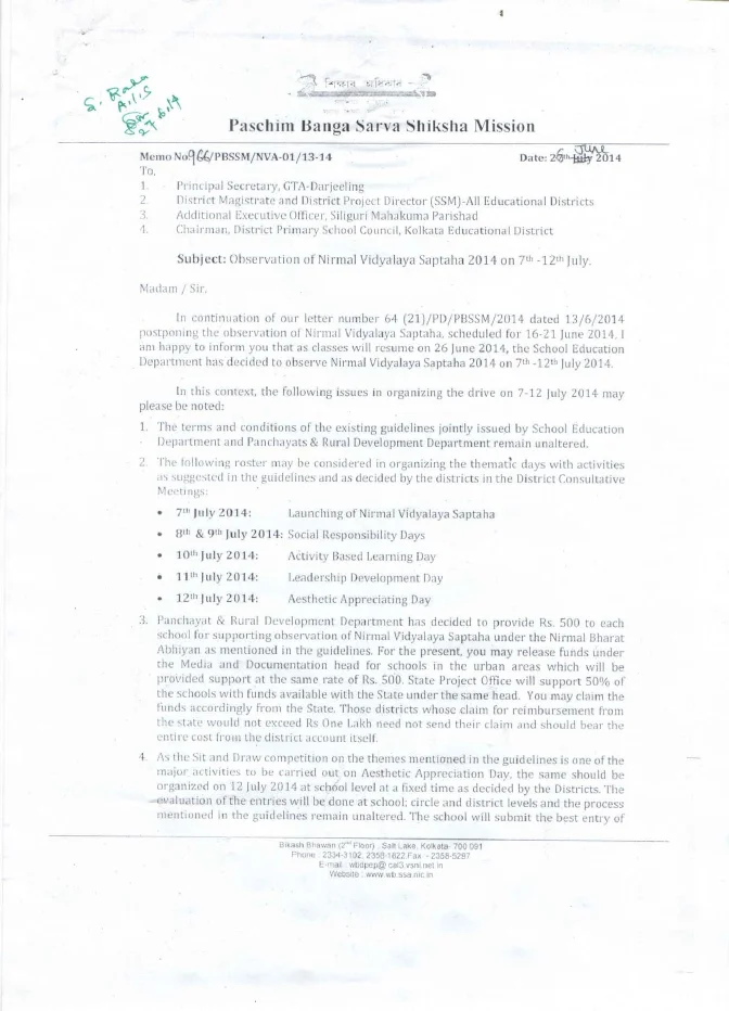Observation of Nirmal Vidyalaya Saptaha, 2014 from 7th July – PDF