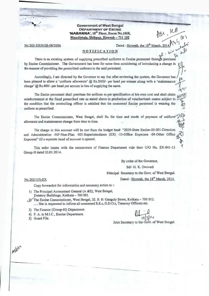 Uniform Allowance and Maintenance Charge for Excise Personnel – PDF
