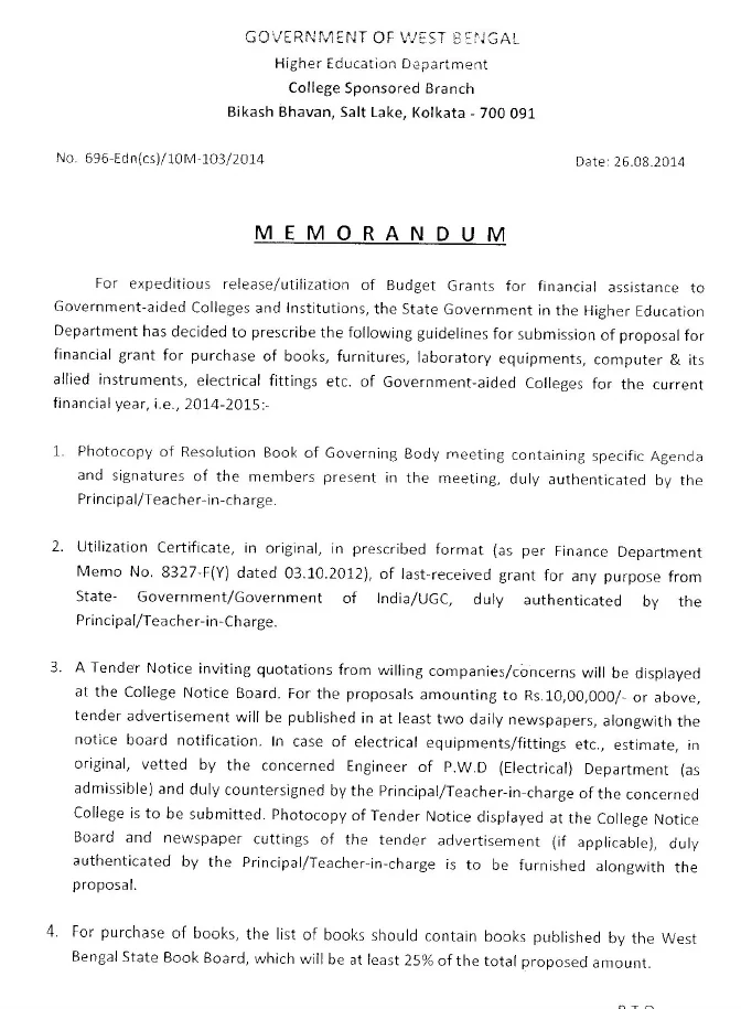 Proposal for Financial Grant for Government-aided Colleges – PDF