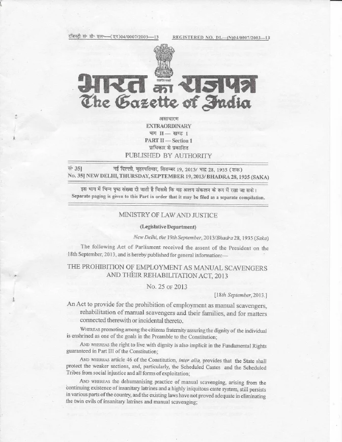 Prohibition of Employment as Manual Scavengers – Committee – PDF