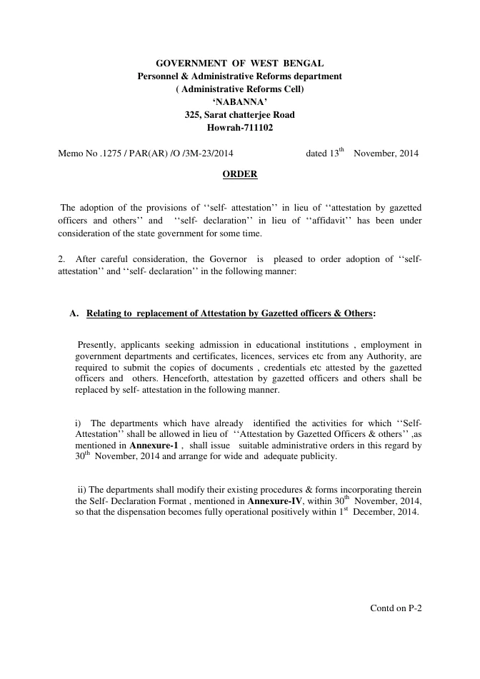 Replacement of Affidavit and Attestation by Gazetted Officers – PDF