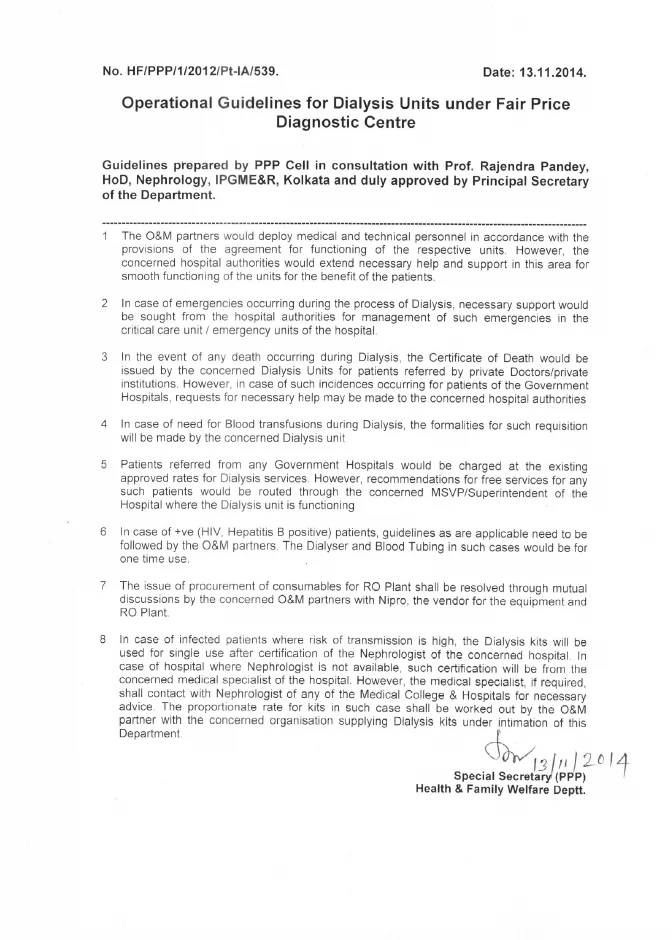Operational Guidelines for Dialysis Units under Fair Price – PDF