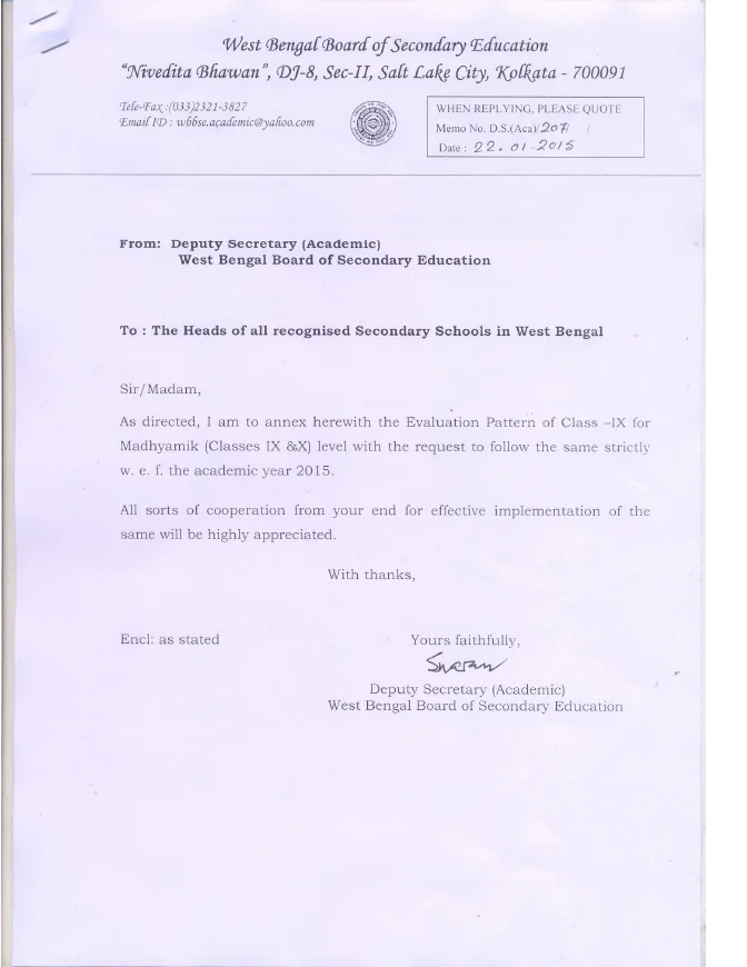 Evaluation Pattern for Madhyamik (Classes IX & X) Level – PDF