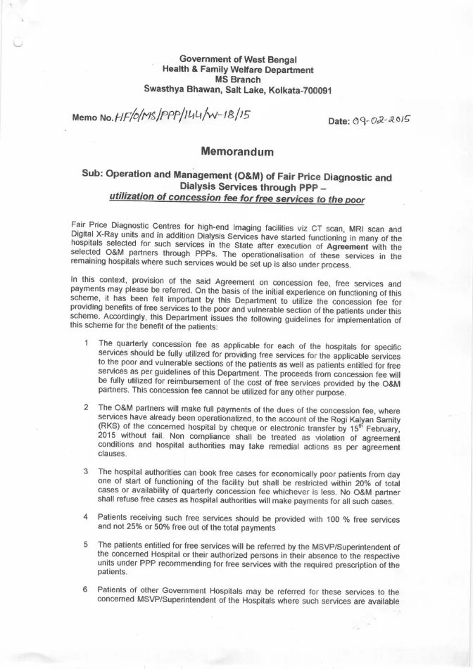 Fair Price Diagnostic Centres – Free Services to the Poor – PDF